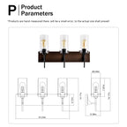 Wood Tone & Black 3-Light Bathroom Vanity Light, Modern Wall Sconce Fixture