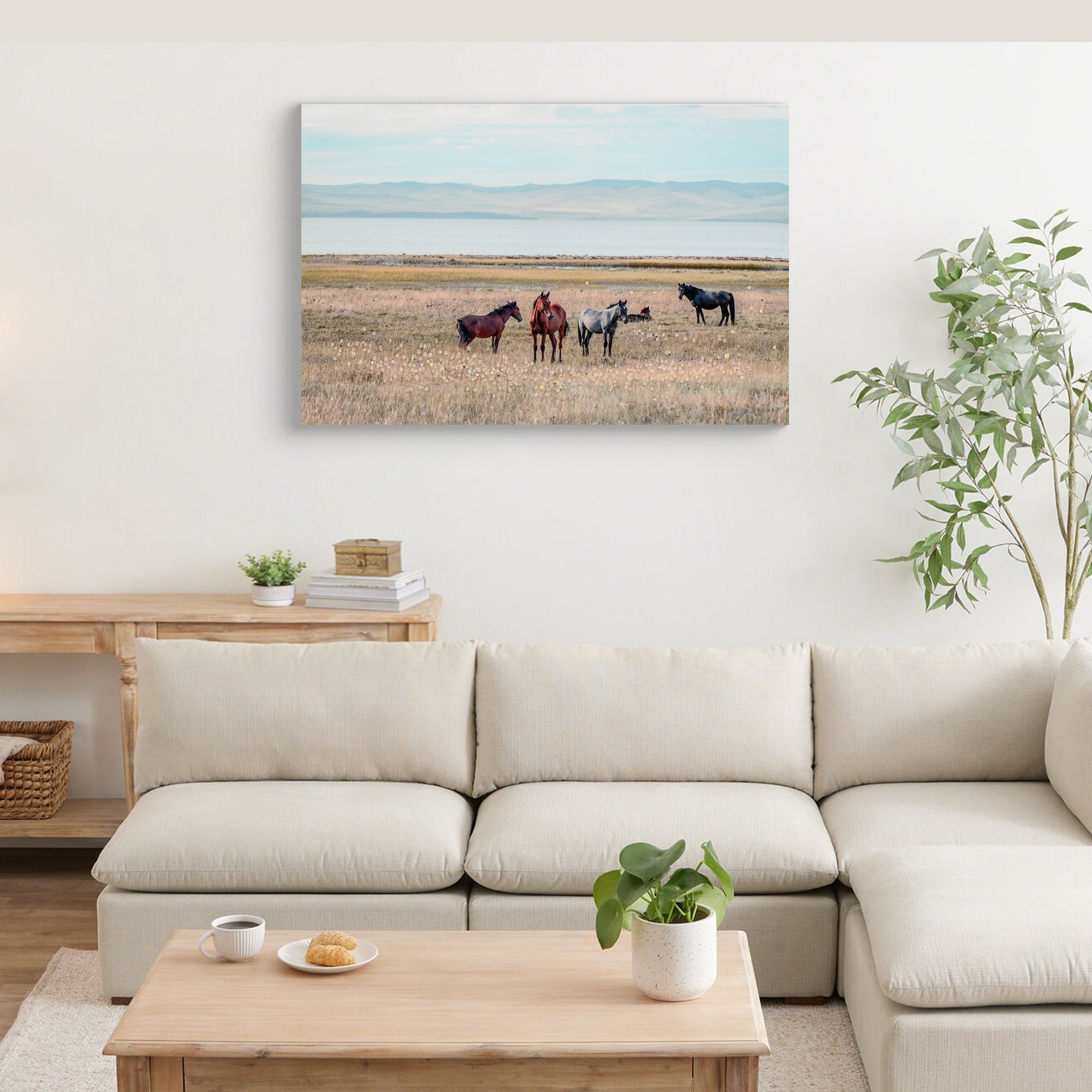 Horse Framed Wall Art Decor Country Western Farmhouse Wood Painting Vi