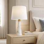 Enclave Hydro White Table Lamp With On Off Switch Faux Marble Base Fab