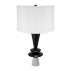 D15x26.7 Black Aluminum Table Lamp With Two Varying Disc Accents And W