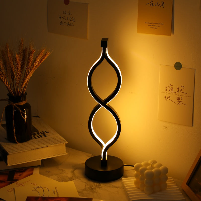 Modern Wave-Shaped USB Desk Lamp with 3-Color Dimmable LED Lighting — detail view 2