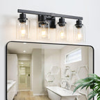 24 Modern Black 4-Light Bathroom Vanity Light Fixture