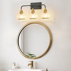 23 Modern 3-Light Vanity Wall Sconce - Black And Gold Bathroom Light F