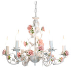 French Wrought Iron Floral Chandelier, 3, 6 or 8 Lights