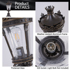 22 H Vintage Crown Outdoor Post Lantern