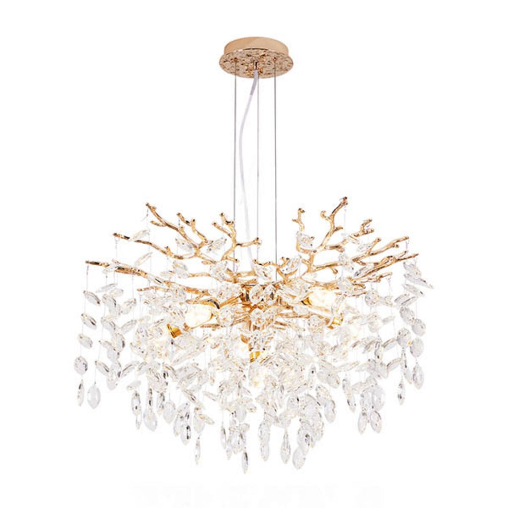 Gold Crystal Tree Branch Chandelier, Modern Luxury Pendant Light Fixture