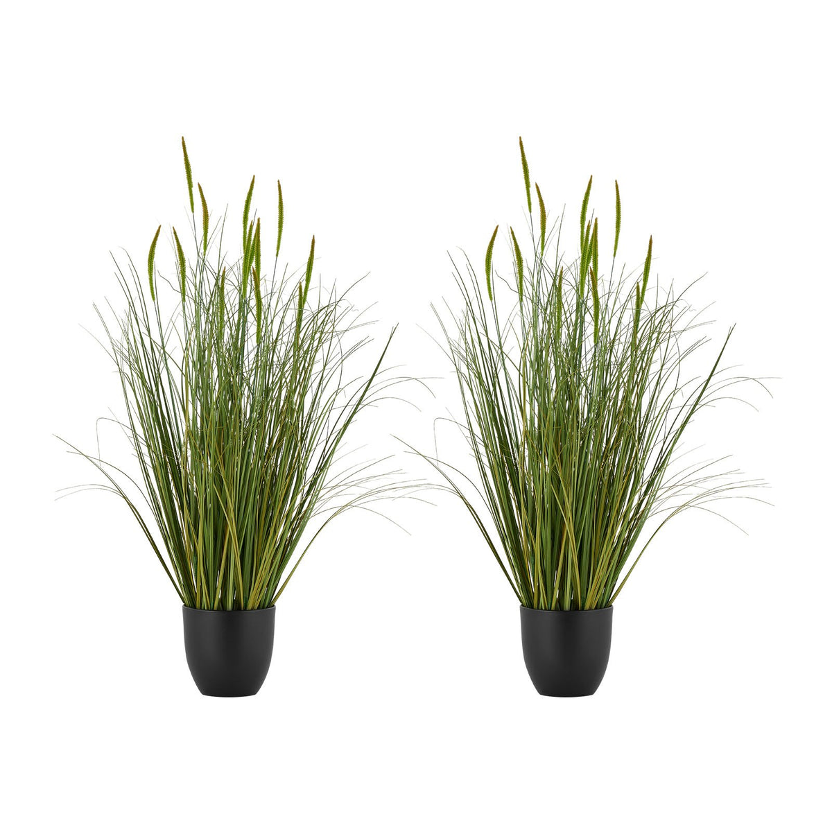 Faux Cattail Grass Plant, 3 ft Tall Stems, Green, Set of 2 for Living Room Corner — detail view 3