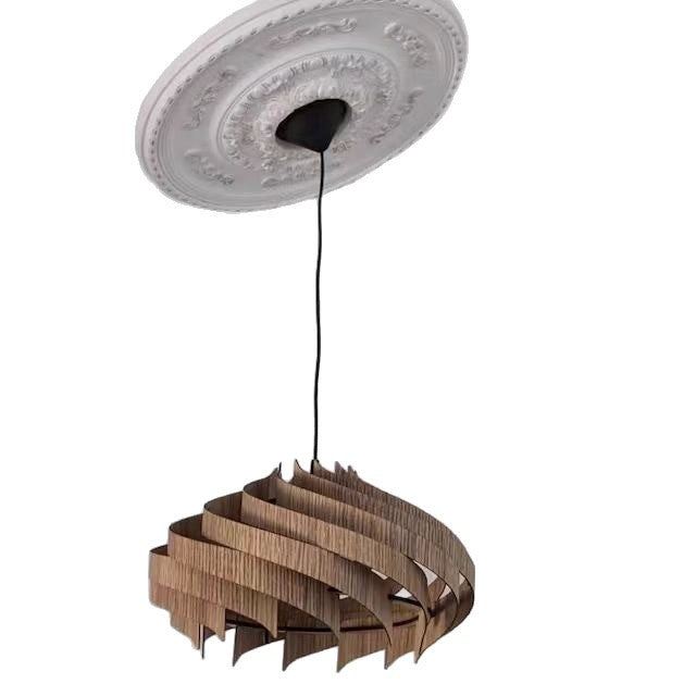 Retro Spiral Chandelier, Walnut-Tone or Cotton White