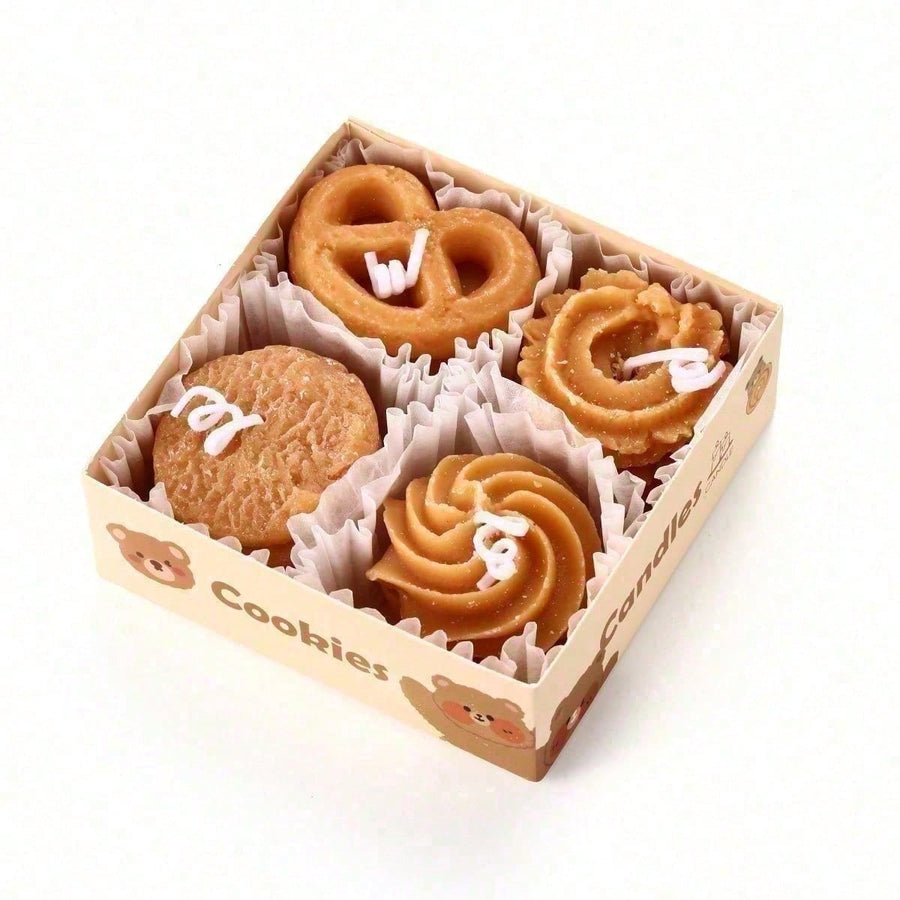 Cookie-Shaped Soy Wax Scented Candles, Coffee and Milk Aroma, Set of 4 for Home Decor