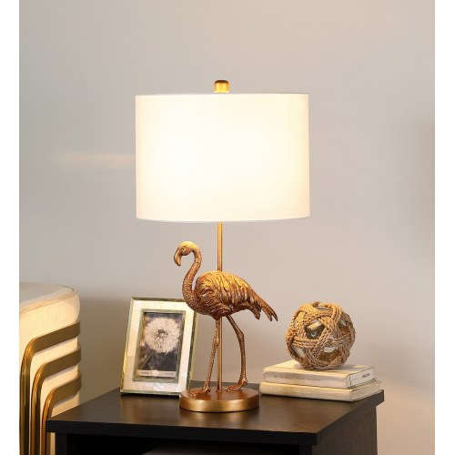 Gold Flamingo Table Lamp, Resin Sculptural Accent, 26 Inch — detail view