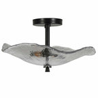 Gold Flower & Lotus Leaf Flush Mount Ceiling Light, Crystal-Style Glass Fixture