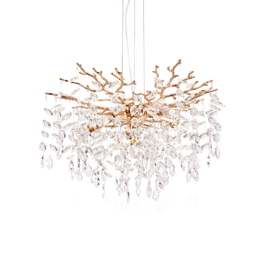 Gold Crystal Tree Branch Chandelier, Modern Luxury Pendant Light Fixture