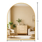 30x36 Inch Gold Metal Framed Arched Bathrrom Mirror For Wall.