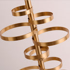Gold Stacked Disc Table Lamp, White Drum Shade with Gold Trim