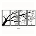CIFbuy Iron Bare Branch & Bird 4-Panel Wall Art
