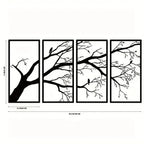 CIFbuy Iron Bare Branch & Bird 4-Panel Wall Art