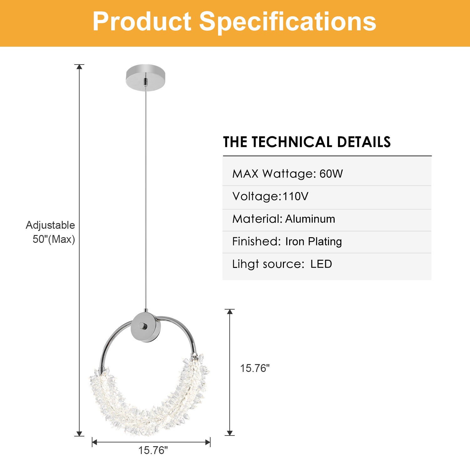 Modern Crystal Chandelier Bedside Lamp Cristal LED Hanging Bar Lightin