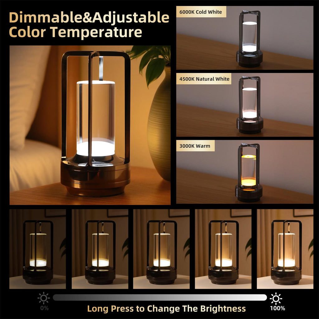 2pcs Portable Touch Control Table Lamp With 5000mAh Battery