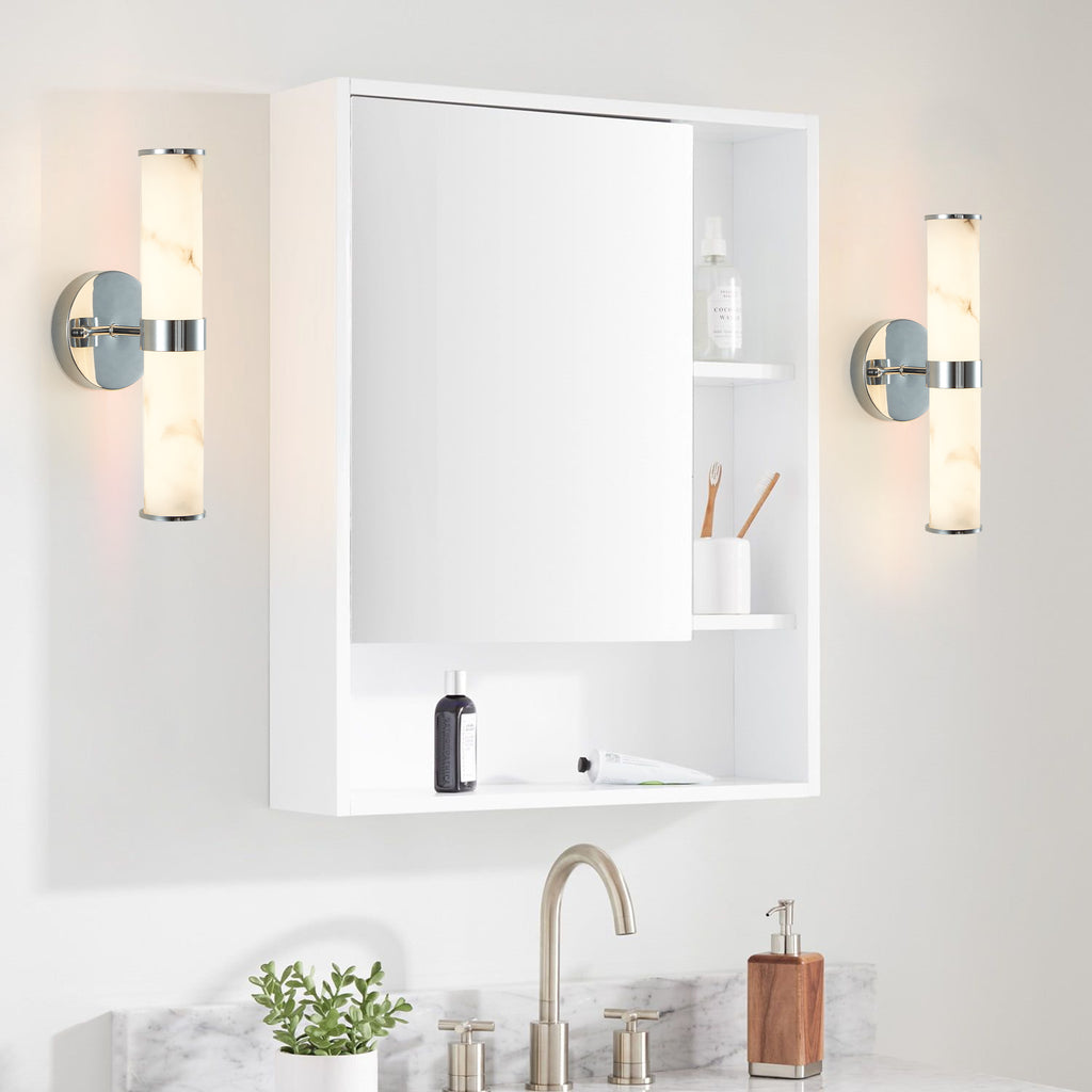 Resin Imitation Marble And Chrome Wall Sconce