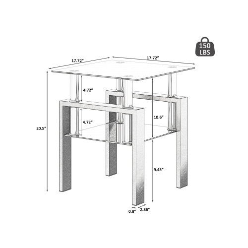Square Tempered Glass Coffee Table Set | Lift-Top Design
