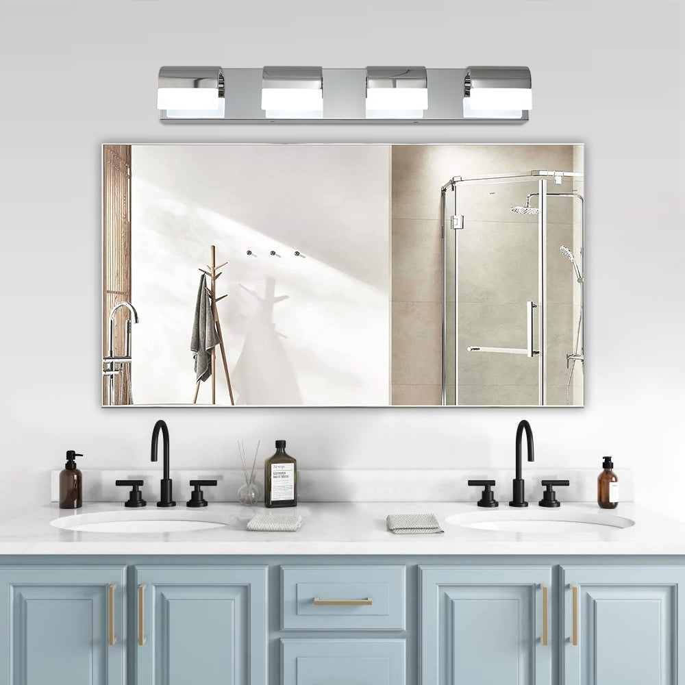 Modern 4-Light LED Bathroom Vanity Light, Metal Wall Sconce for Over Mirror — detail view