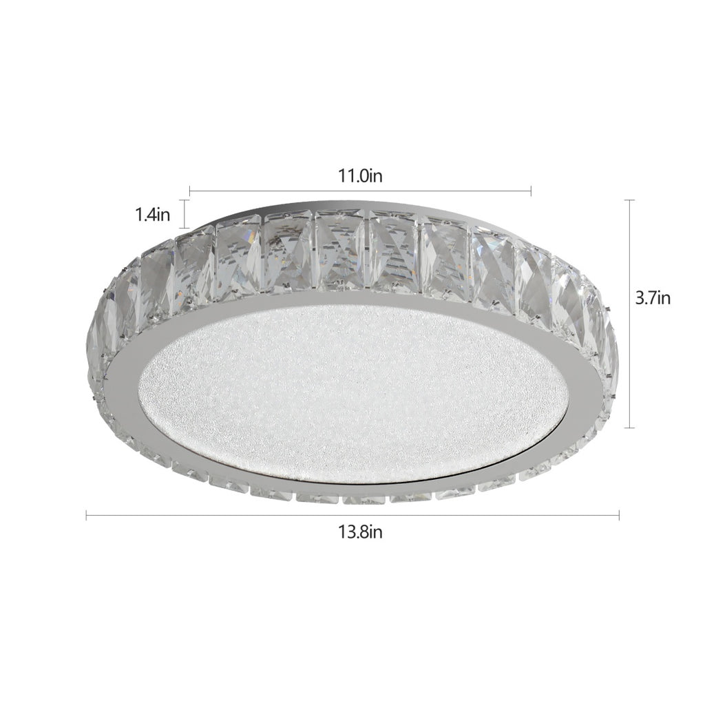 K9 Crystal LED Flush Mount Ceiling Light, 3 Color Temperatures