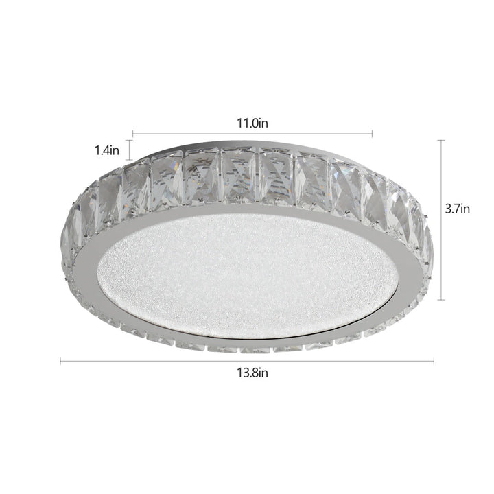 Dimension diagram for K9 Crystal LED Flush Mount Ceiling Light, 3 Color Temperatures