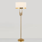 Brass Hoop Floor Lamp with White Drum Shade, 65 Inch