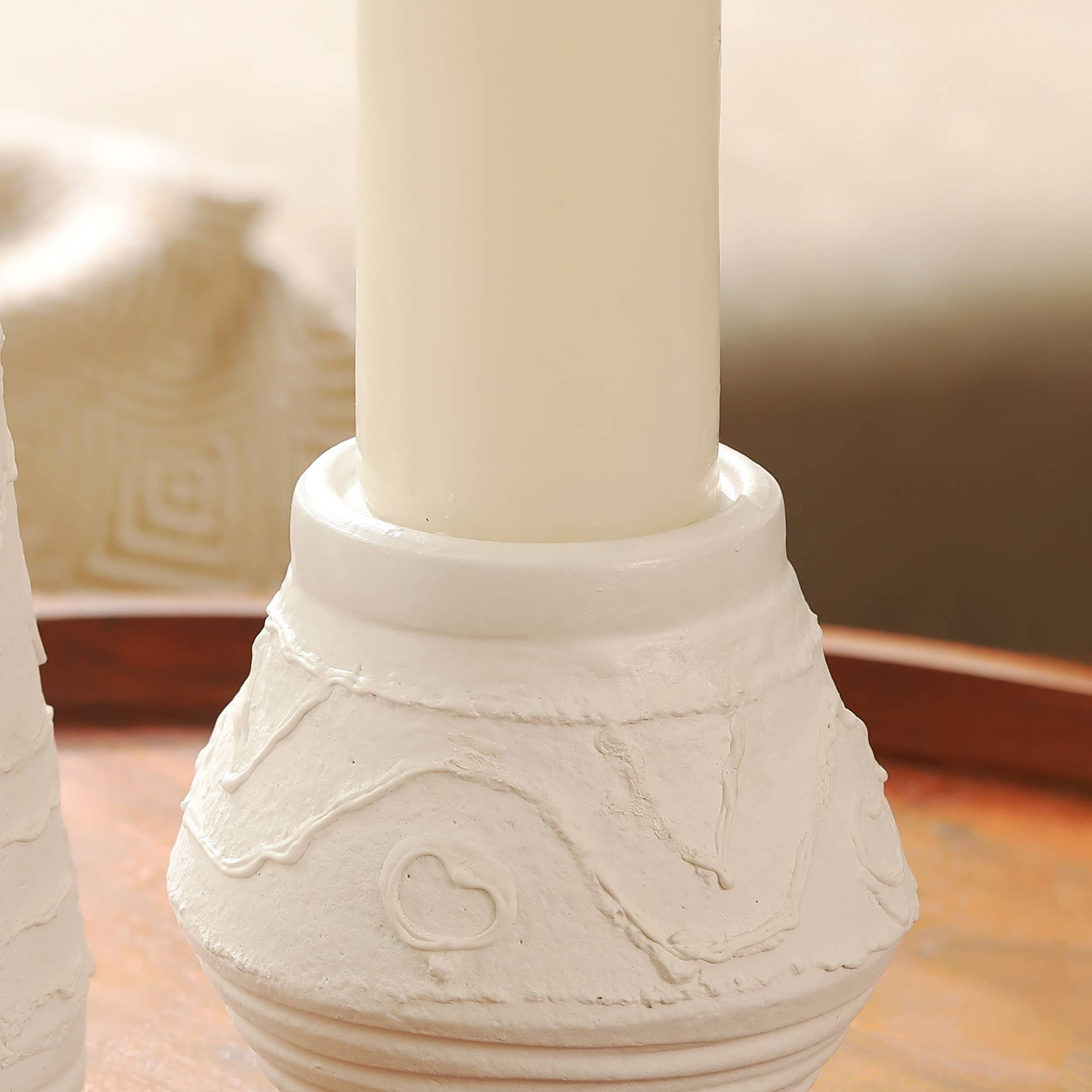 Organic Pattern Terracotta Candle Holder 5.2x5.2x5.5'' Rustic Candle S
