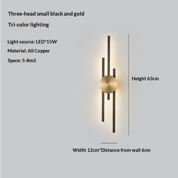Full Copper Linear Wall Sconce, 25 to 48 in Lengths