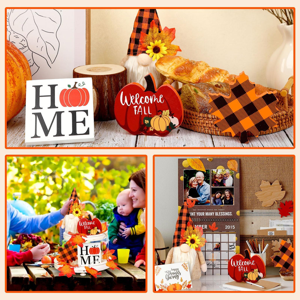 Fall Gnome Tiered Tray Decorations Set Farmhouse Pumpkin Decor Autumn