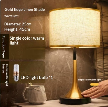 Gold Touch-Dimming Table Lamp, Coffee Fabric Shade, 18 Inch