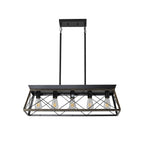 Black & Gold Industrial 5-Light Pendant Chandelier, Mesh Frame, 32 in.