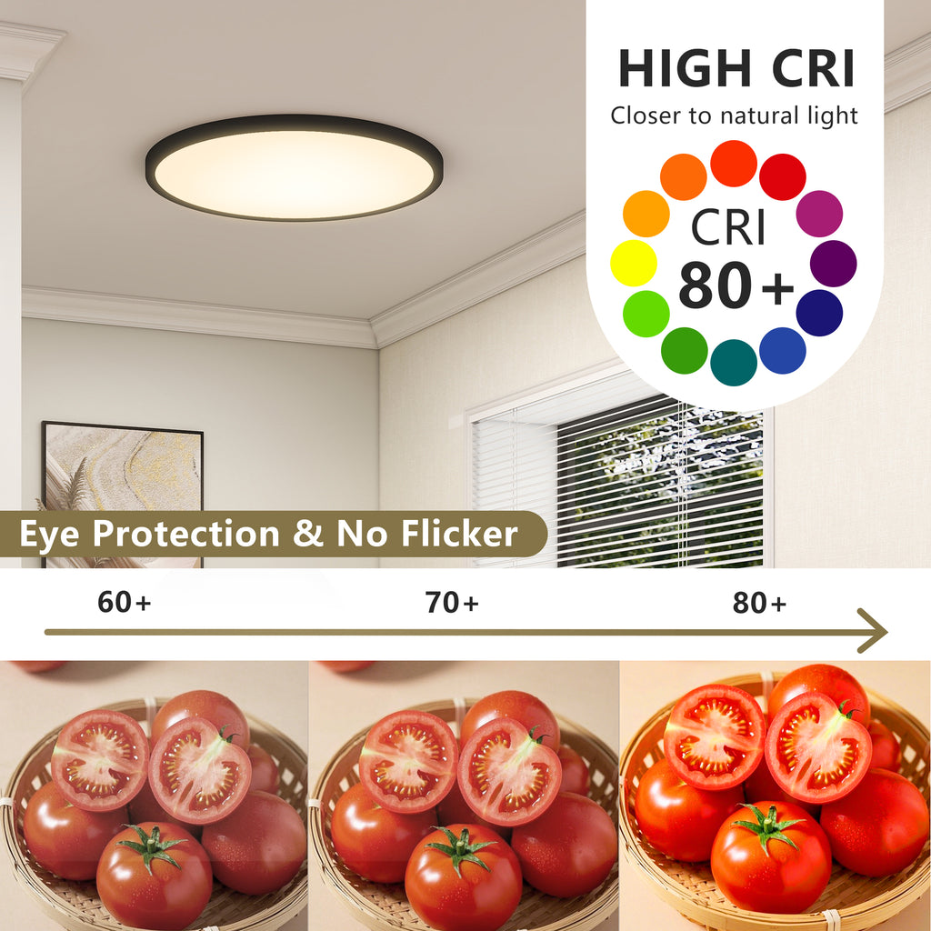 Black LED Flush Mount Ceiling Light Fixture, Easy-Install, Set of 4