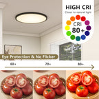 Black LED Flush Mount Ceiling Light Fixture, Easy-Install, Set of 4