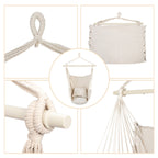 Beige Pillow Hanging Chair Polyester Cotton Belt 2pcs Pillow