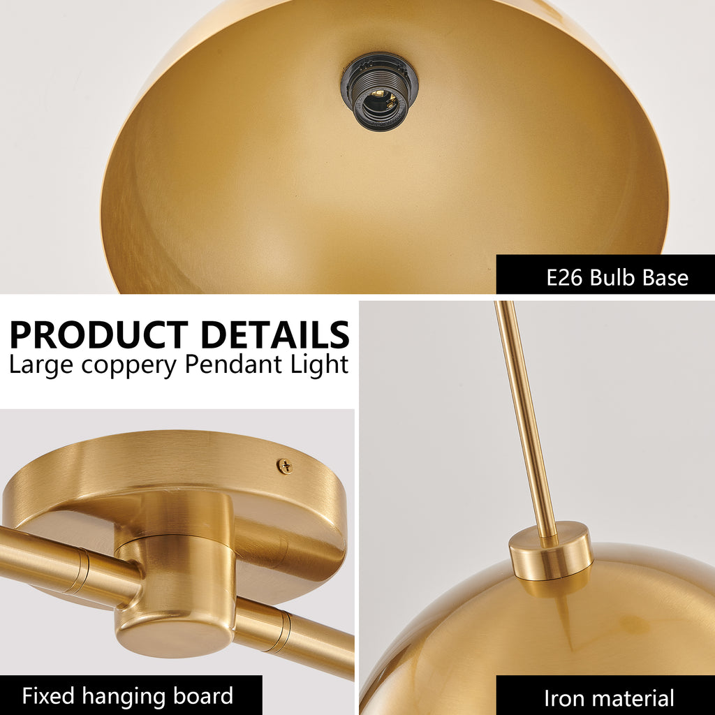 Industrial 2-Light Copper-Finish Iron Pendant, Adjustable, 41 in.