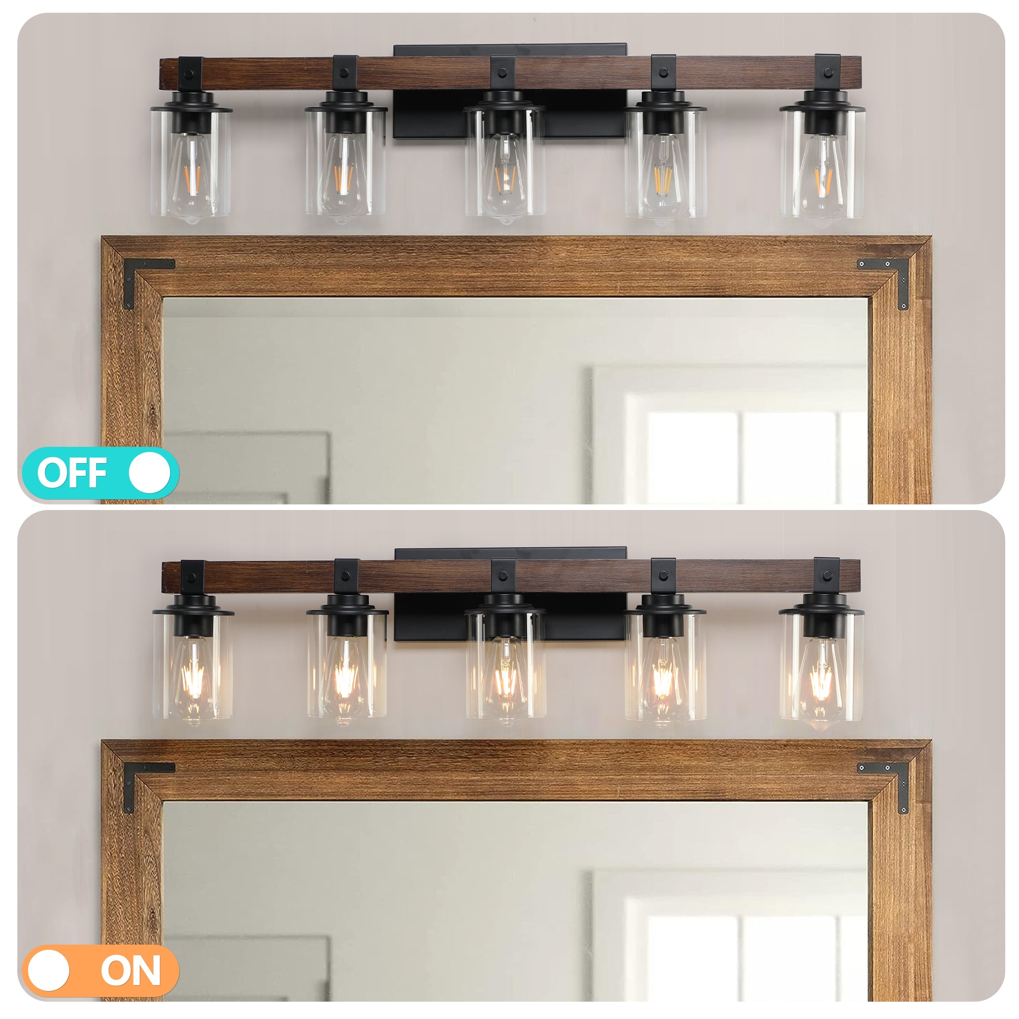 35 Rustic 5-Light Vanity Light