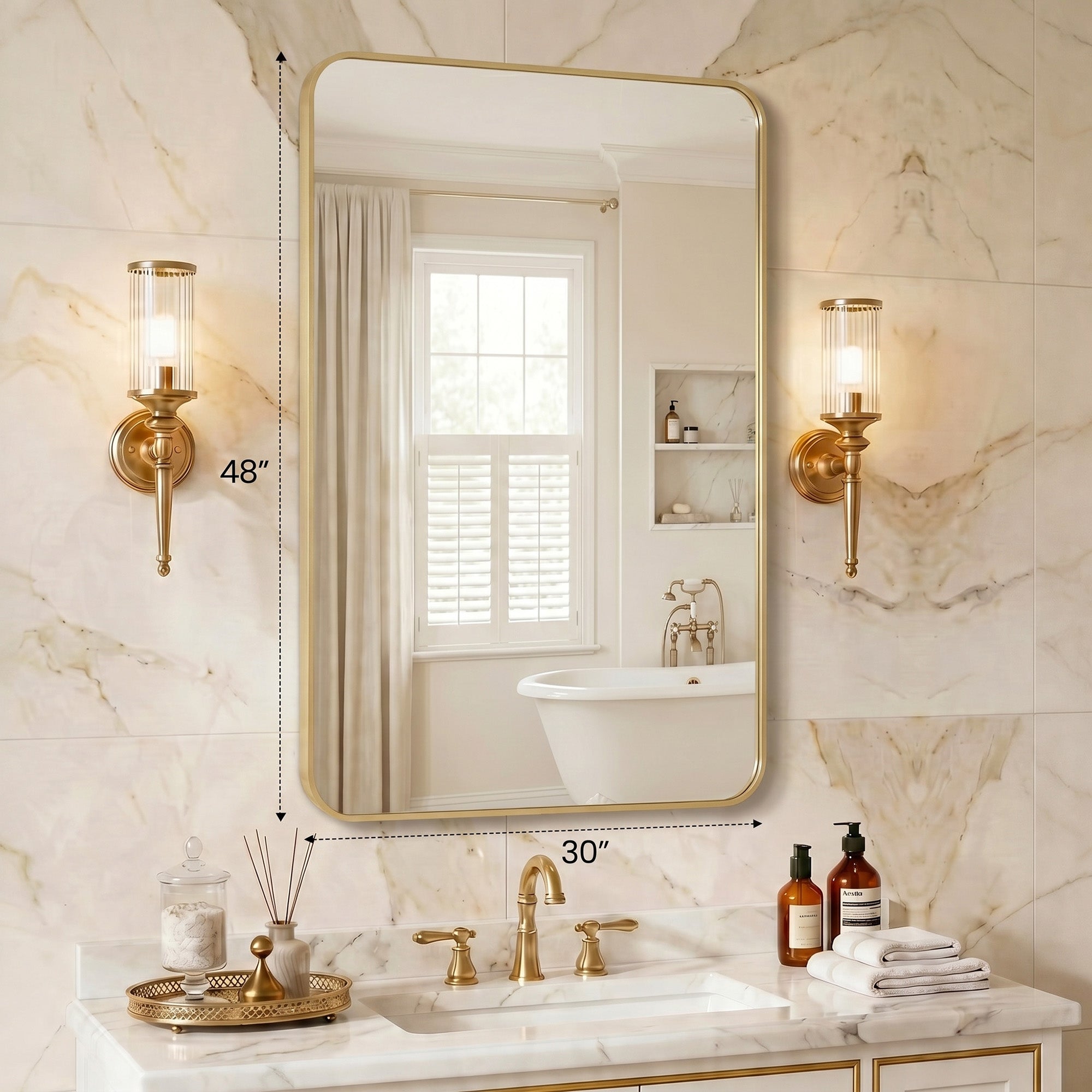 Wall Mirror With Rectangular Metal Frame