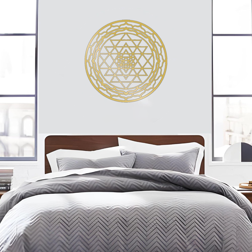 Sacred Geometry Metal Wall Art, Yantra Mandala Design, Wrought Iron, for Living Room — detail view 3