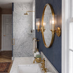 Jardin Single Light Wall Sconce With Clear Ribbed Glass - Satin Brass