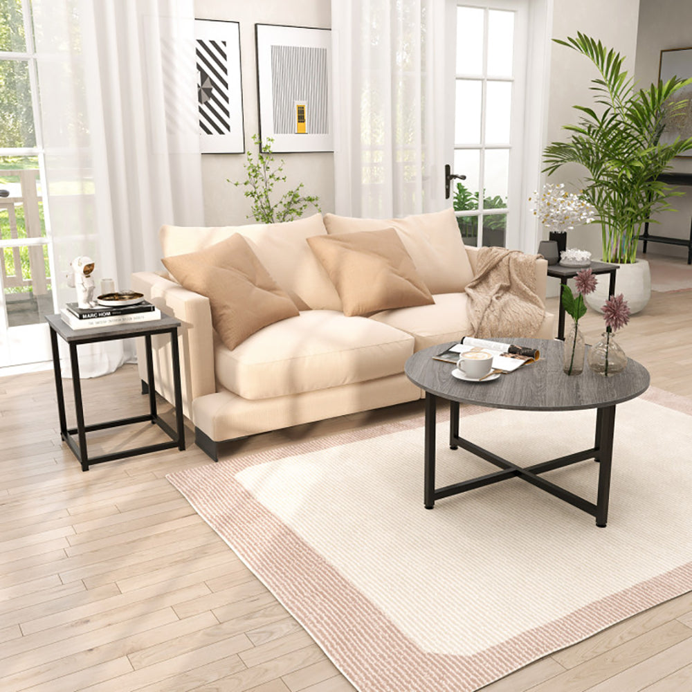3-Piece Coffee and End Table Set, Round and Square