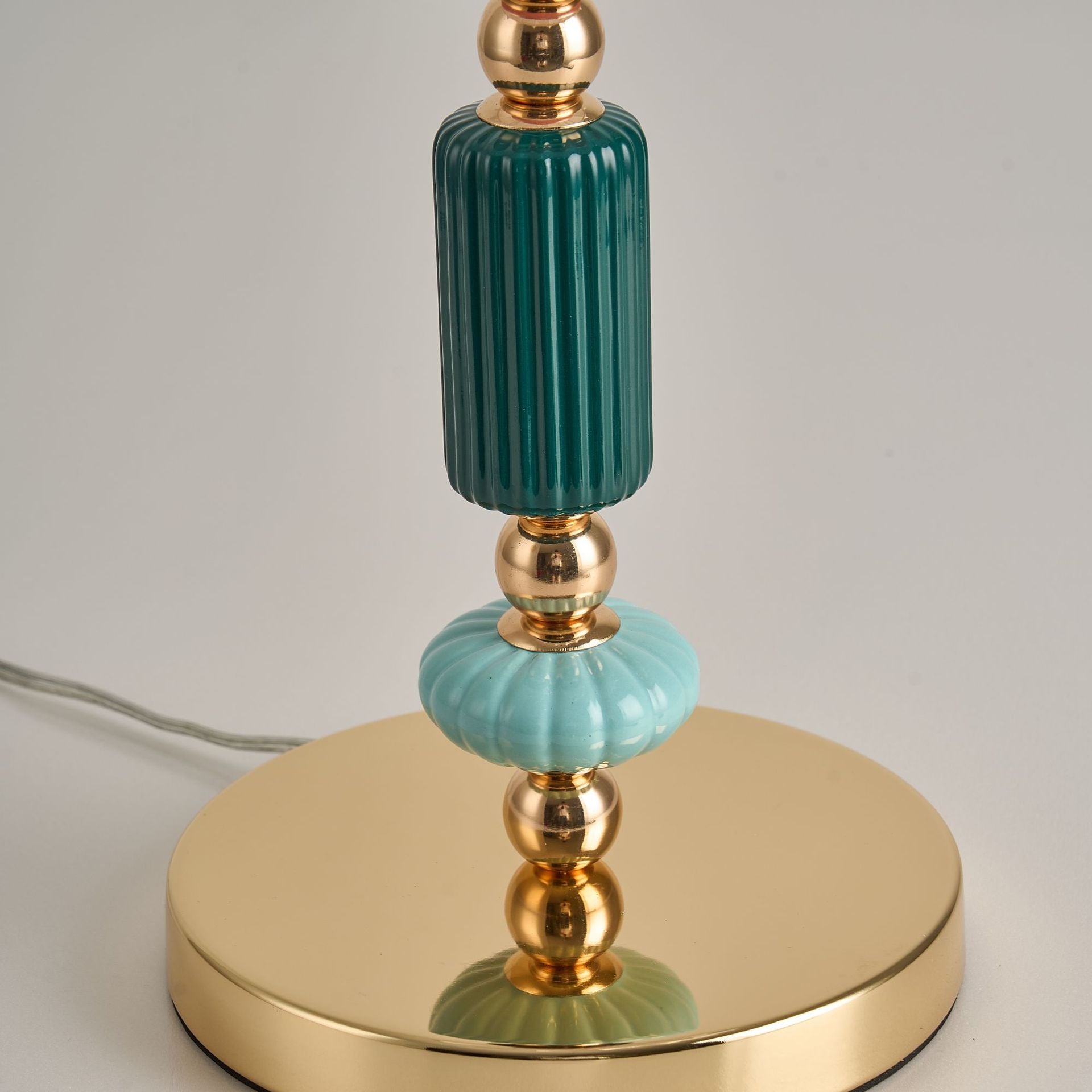 Danish Pastel Ceramic Table Lamp, Ribbed Fabric Shade