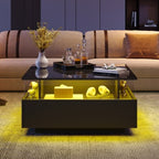 Modern LED Coffee Table with Sliding-Drawer Storage