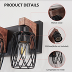 18inch Industrial Vintage 3-Light Wall Sconce - Black Cage Wall Lighti