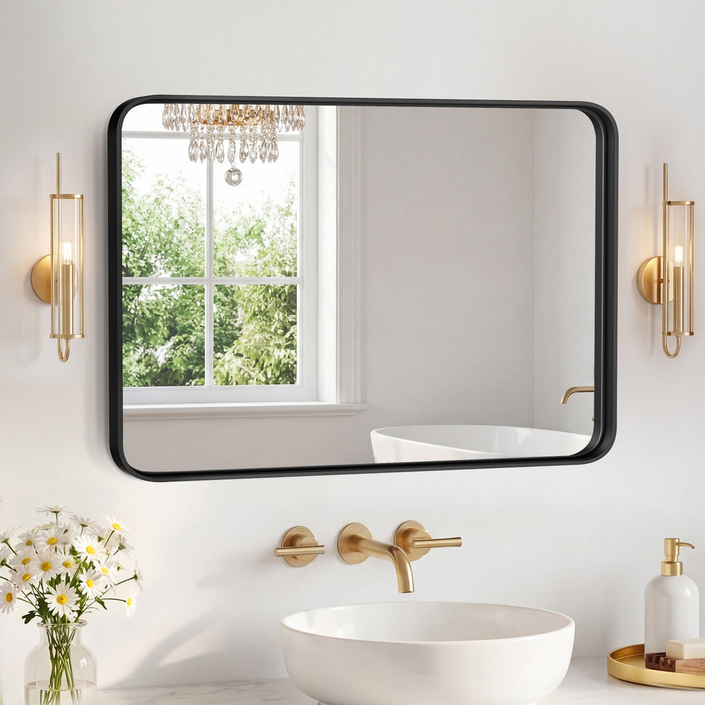 Wall Mirror With Rectangular Metal Frame