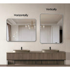 22x30 Inch Silver Metal Framed Rectangular Bathrrom Mirror For Wall.