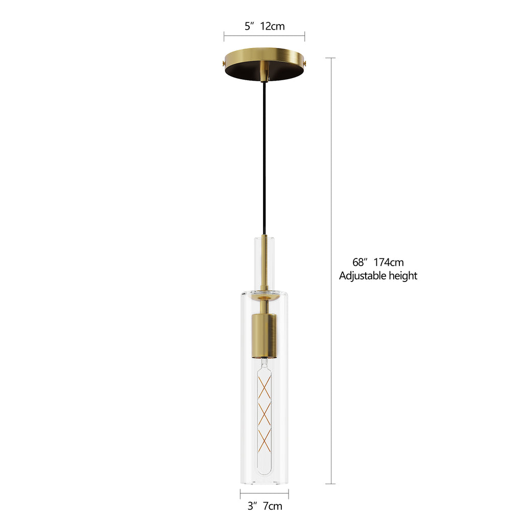 Gold Pendant Light, Modern Brass-Tone Ceiling Fixture