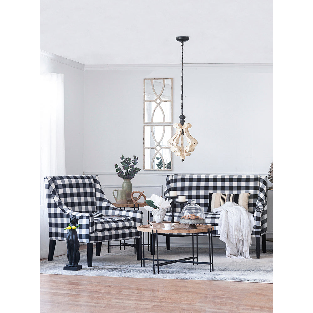 Farmhouse Chandelier, Distressed Wood and Metal Candle Style — detail view 3