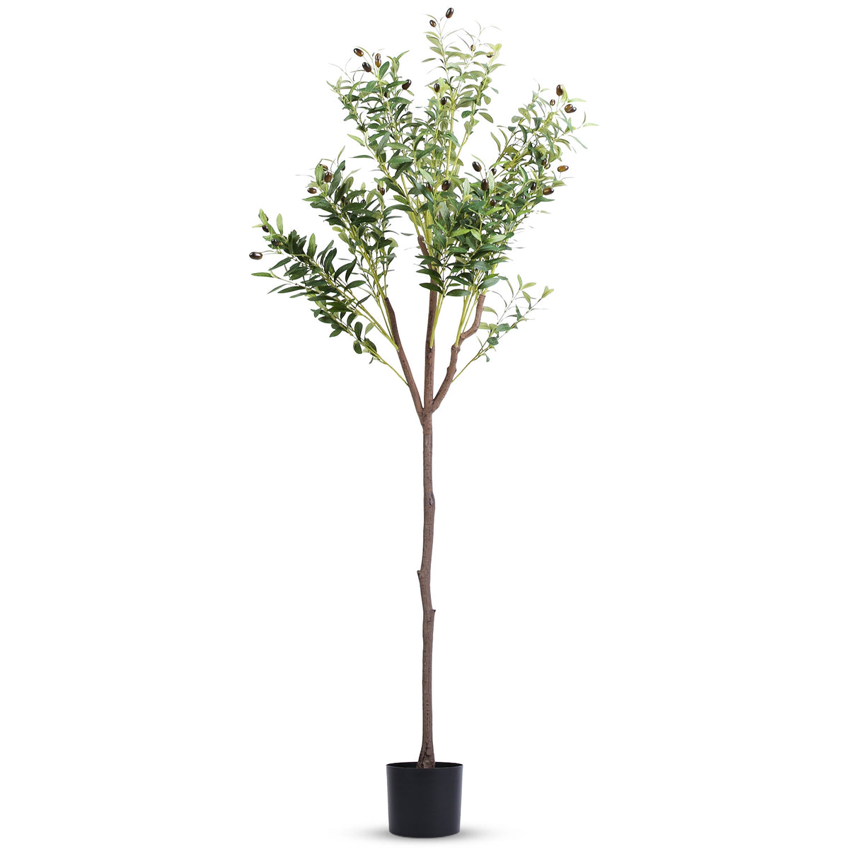 Artificial Olive Tree, 5.9 ft Faux Potted Plant with Fruit, Green, for Living Room — detail view 5